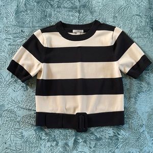 Eva Mendes NY & Company Black Cream Striped Shirt
